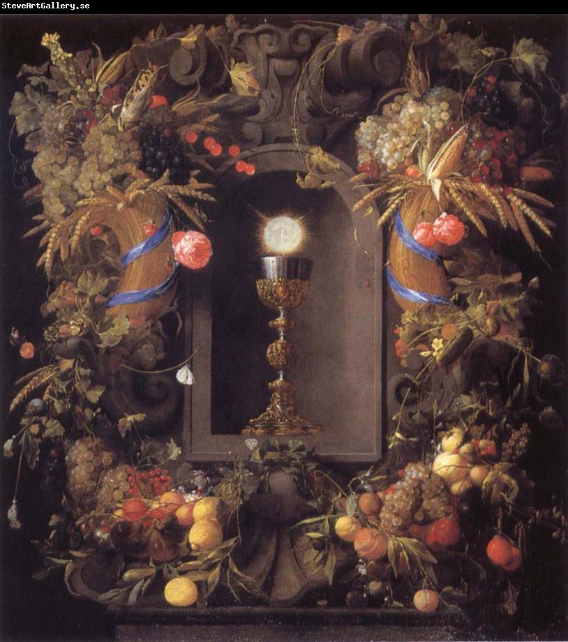 Jan Davidsz. de Heem Chalice and the host,surounded by garlands of fruit